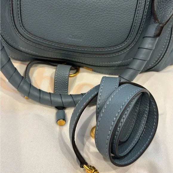 Chloe Marcie Leather Satchel Cloud Blue - Picture 9 of 13